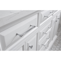 Water Creation 60" Palace Collection Quartz Carrara Pure White Bathroom Vanity Set with Hardware and F2-0009 Faucets, Mirror in Chrome Finish PA60D-0109PW - Model Bath