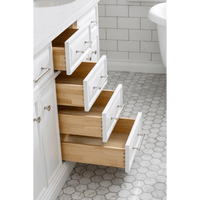 Water Creation 60" Palace Collection Quartz Carrara Pure White Bathroom Vanity Set with Hardware and F2-0009 Faucets, Mirror in Polished Nickel (PVD) Finish PA60D-0509PW - Model Bath
