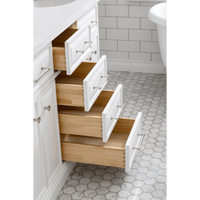 Water Creation 60" Palace Collection Quartz Carrara Pure White Bathroom Vanity Set with Hardware and F2-0013 Faucets in Polished Nickel (PVD) Finish PA60C-0513PW - Model Bath