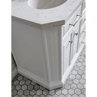 Water Creation 60" Palace Collection Quartz Carrara Pure White Bathroom Vanity Set with Hardware and F2-0013 Faucets, Mirror in Chrome Finish PA60D-0113PW - Model Bath