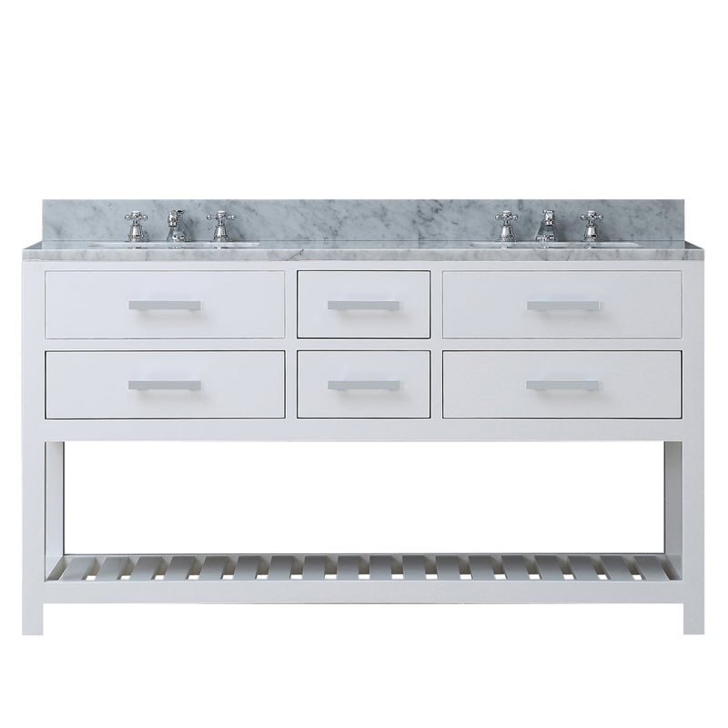 Water Creation 60" Pure White Double Sink Bathroom Vanity From The Madalyn Collection MADALYN60W - Model Bath