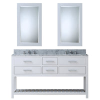 Water Creation 60" Pure White Double Sink Bathroom Vanity with 2 Matching Framed Mirrors From The Madalyn Collection MADALYN60WC - Model Bath