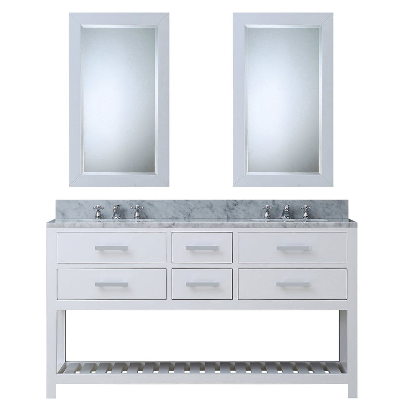 Water Creation 60" Pure White Double Sink Bathroom Vanity with 2 Matching Framed Mirrors From The Madalyn Collection MADALYN60WC - Model Bath