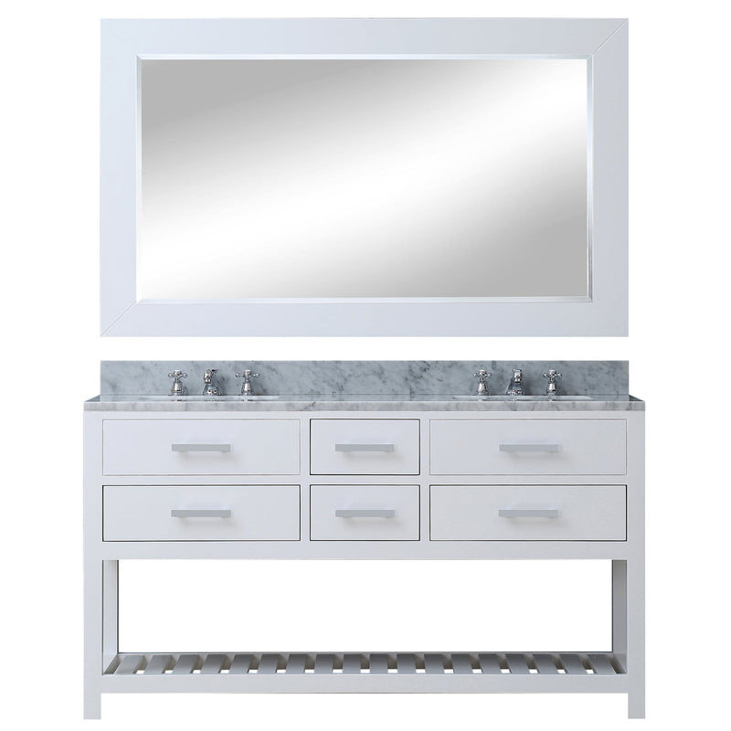 Water Creation 60" Pure White Double Sink Bathroom Vanity with Matching Framed Mirror From The Madalyn Collection MADALYN60WB - Model Bath