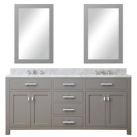 Water Creation 72" Cashmere Grey Double Sink Bathroom Vanity with 2 Matching Framed Mirrors From The Madison Collection MADISON72GC - Model Bath