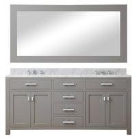 Water Creation 72" Cashmere Grey Double Sink Bathroom Vanity with Matching Large Framed Mirror From The Madison Collection MADISON72GB - Model Bath