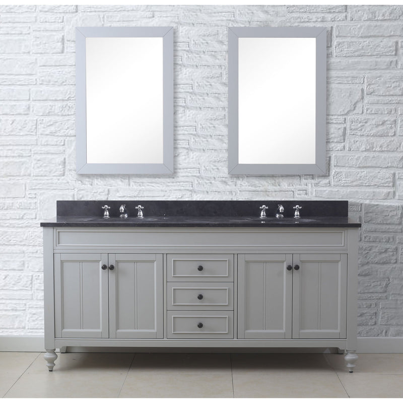 Water Creation 72" Earl Grey Double Sink Bathroom Vanity with 2 Matching Framed Mirrors and Faucets From The Potenza Collection POTENZA72EGCF - Model Bath