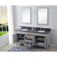 Water Creation 72" Earl Grey Double Sink Bathroom Vanity with 2 Matching Framed Mirrors and Faucets From The Potenza Collection POTENZA72EGCF - Model Bath