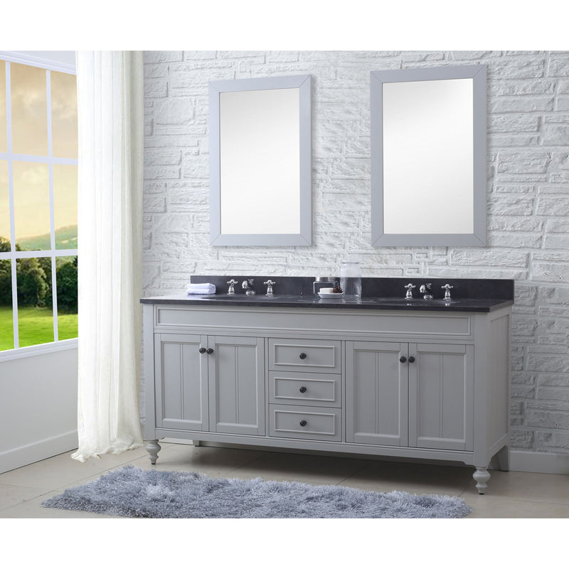 Water Creation 72" Earl Grey Double Sink Bathroom Vanity with 2 Matching Framed Mirrors and Faucets From The Potenza Collection POTENZA72EGCF - Model Bath