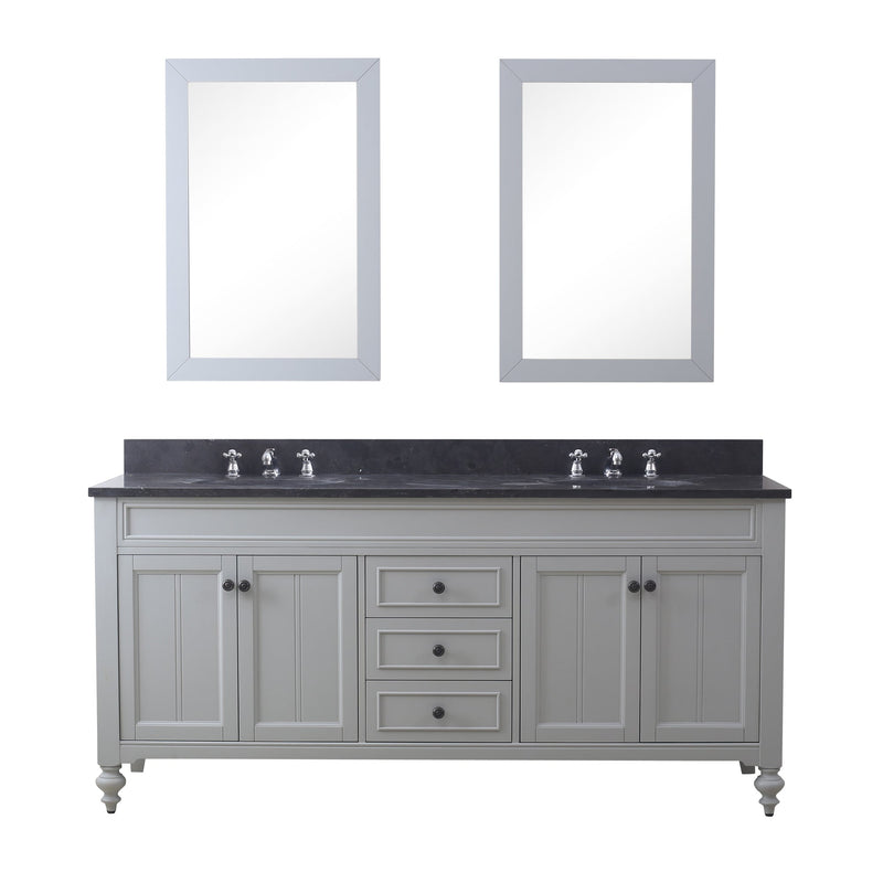 Water Creation 72" Earl Grey Double Sink Bathroom Vanity with 2 Matching Framed Mirrors and Faucets From The Potenza Collection POTENZA72EGCF - Model Bath