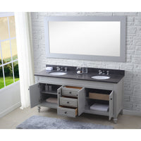 Water Creation 72" Earl Grey Double Sink Bathroom Vanity with Matching Framed Mirror and Faucets From The Potenza Collection POTENZA72EGBF - Model Bath