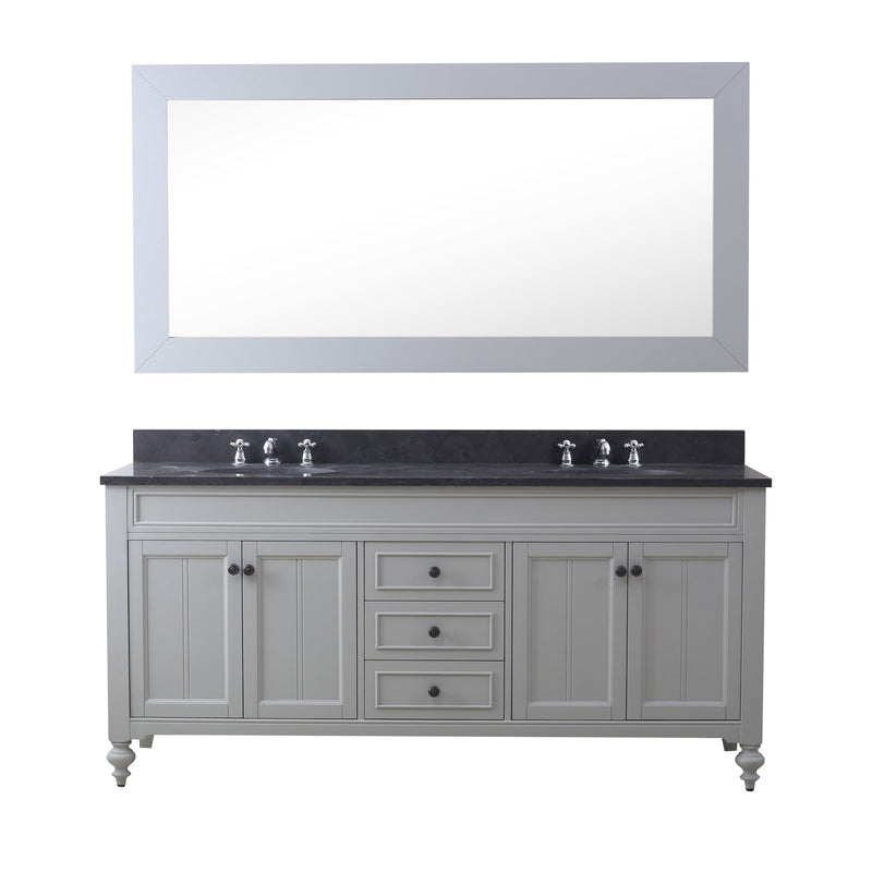 Water Creation 72" Earl Grey Double Sink Bathroom Vanity with Matching Large Framed Mirror From The Potenza Collection POTENZA72EGB - Model Bath