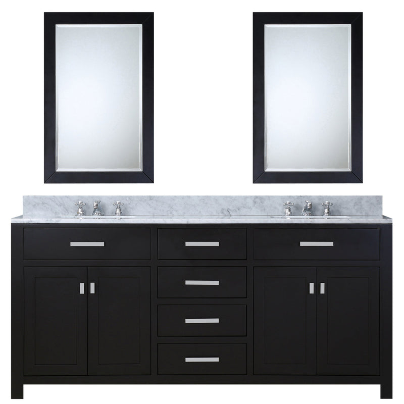 Water Creation 72" Espresso Double Sink Bathroom Vanity with 2 Matching Framed Mirrors and Faucets From The Madison Collection MADISON72ECF - Model Bath
