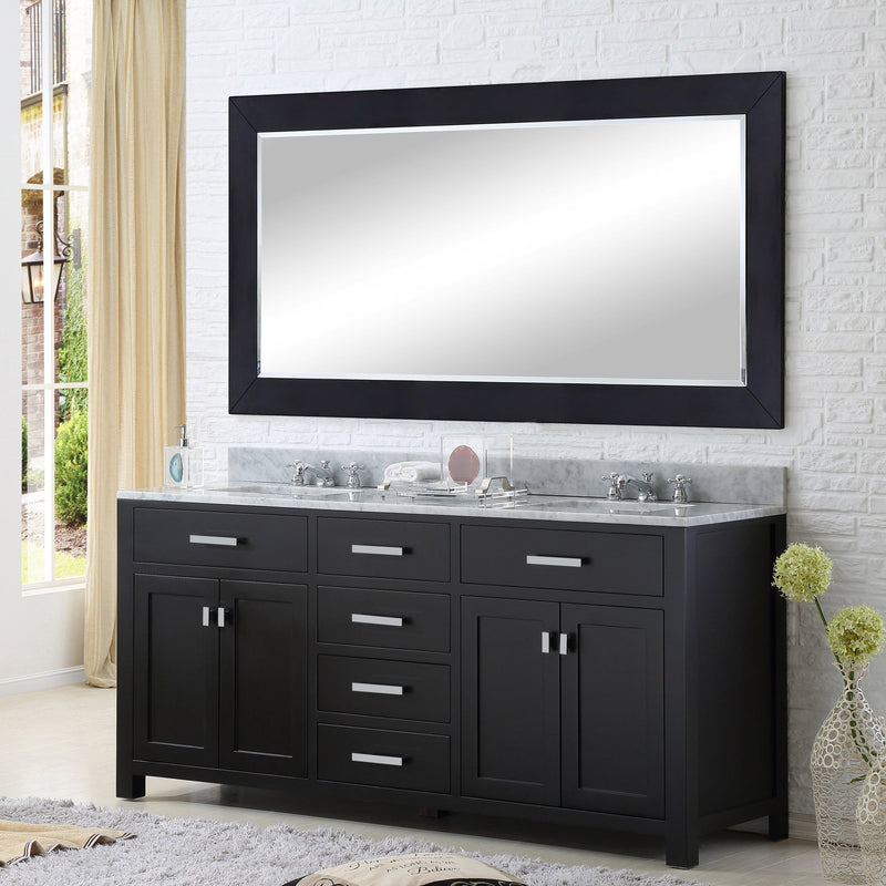 Water Creation 72" Espresso Double Sink Bathroom Vanity with 2 Matching Framed Mirrors and Faucets From The Madison Collection MADISON72ECF - Model Bath