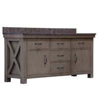 Water Creation 72" Grizzle Grey Double Sink Bathroom Vanity with Faucets with Blue Limestone Counter Top From The ABERDEEN Collection VAB072BLGG07 - Model Bath