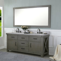 Water Creation 72" Grizzle Grey Double Sink Bathroom Vanity with Faucets with Carrara White Marble Counter Top From The ABERDEEN Collection VAB072CWGG07 - Model Bath