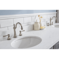 Water Creation 72" Palace Collection Quartz Carrara Cashmere Grey Bathroom Vanity Set with Hardware and F2-0012 Faucets in Polished Nickel (PVD) Finish PA72C-0512CG - Model Bath