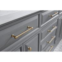 Water Creation 72" Palace Collection Quartz Carrara Cashmere Grey Bathroom Vanity Set with Hardware and F2-0012 Faucets in Satin Gold Finish and Only Mirrors in Chrome Finish PA72C-0612CG - Model Bath