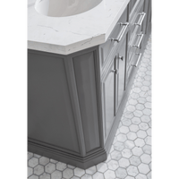 Water Creation 72" Palace Collection Quartz Carrara Cashmere Grey Bathroom Vanity Set with Hardware and F2-0012 Faucets, Mirror in Chrome Finish PA72D-0112CG - Model Bath