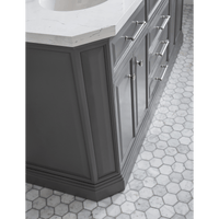 Water Creation 72" Palace Collection Quartz Carrara Cashmere Grey Bathroom Vanity Set with Hardware and F2-0012 Faucets, Mirror in Polished Nickel (PVD) Finish PA72D-0512CG - Model Bath
