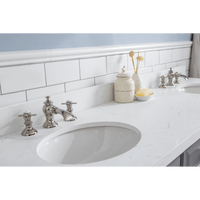 Water Creation 72" Palace Collection Quartz Carrara Cashmere Grey Bathroom Vanity Set with Hardware and F2-0013 Faucets in Polished Nickel (PVD) Finish PA72C-0513CG - Model Bath