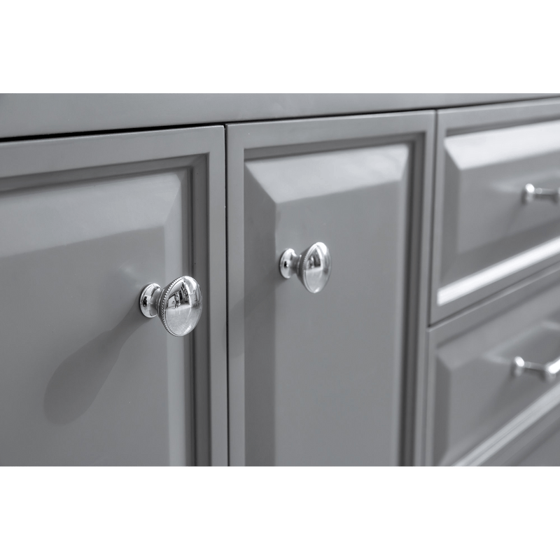Water Creation 72" Palace Collection Quartz Carrara Cashmere Grey Bathroom Vanity Set with Hardware, Mirror in Chrome Finish PA72B-0100CG - Model Bath