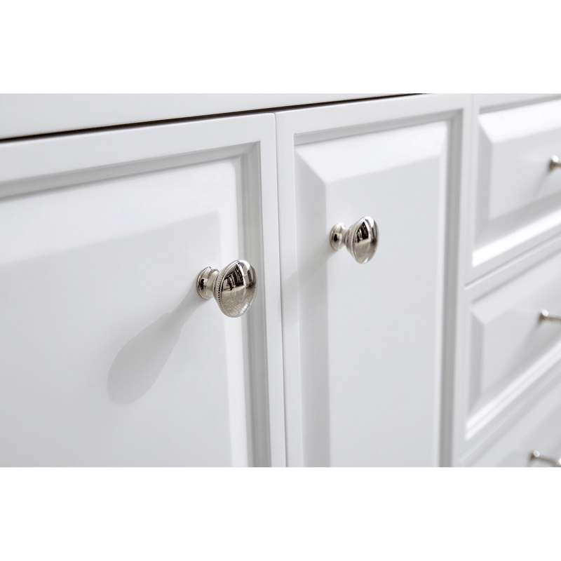 Water Creation 72" Palace Collection Quartz Carrara Pure White Bathroom Vanity Set with Hardware and F2-0009 Faucets in Polished Nickel (PVD) Finish PA72C-0509PW - Model Bath