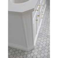 Water Creation 72" Palace Collection Quartz Carrara Pure White Bathroom Vanity Set with Hardware and F2-0012 Faucets in Satin Gold Finish and Only Mirrors in Chrome Finish PA72C-0612PW - Model Bath