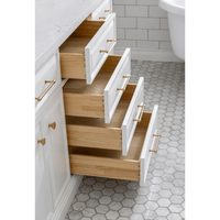 Water Creation 72" Palace Collection Quartz Carrara Pure White Bathroom Vanity Set with Hardware and F2-0012 Faucets in Satin Gold Finish and Only Mirrors in Chrome Finish PA72D-0612PW - Model Bath