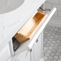 Water Creation 72" Palace Collection Quartz Carrara Pure White Bathroom Vanity Set with Hardware and F2-0013 Faucets in Polished Nickel (PVD) Finish PA72C-0513PW - Model Bath