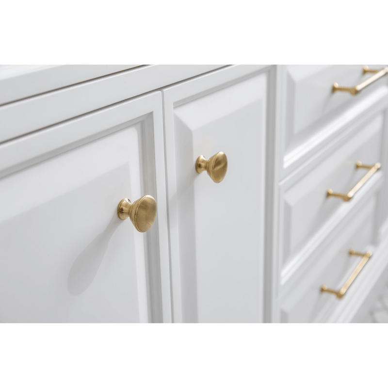 Water Creation 72" Palace Collection Quartz Carrara Pure White Bathroom Vanity Set with Hardware and F2-0013 Faucets in Satin Gold Finish and Only Mirrors in Chrome Finish PA72D-0613PW - Model Bath