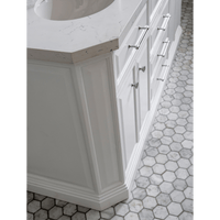 Water Creation 72" Palace Collection Quartz Carrara Pure White Bathroom Vanity Set with Hardware and F2-0013 Faucets, Mirror in Chrome Finish PA72D-0113PW - Model Bath