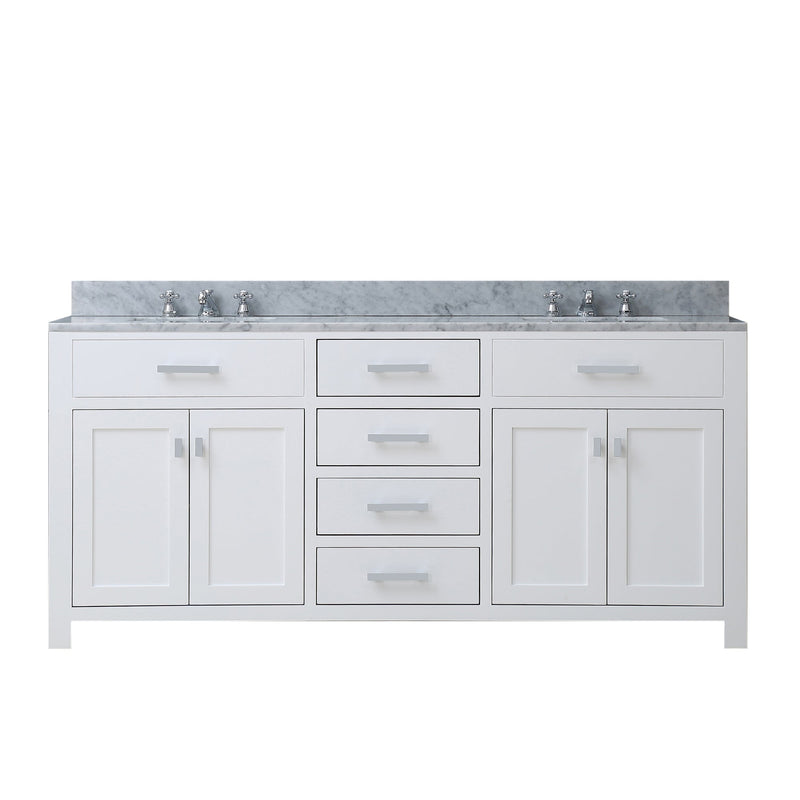 Water Creation 72" Pure White Double Sink Bathroom Vanity with Faucet From The Madison Collection MADISON72WF - Model Bath