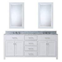 Water Creation 72"Pure White Double Sink Bathroom Vanity With 2 Matching Framed Mirrors From The Madison Collection MADISON72WC - Model Bath