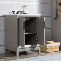 Water Creation Elizabeth 24" Single Sink Carrara White Marble Vanity in Cashmere Grey with F2-0009-03-BX Lavatory Faucet(s) VEL024CWCG12 - Model Bath