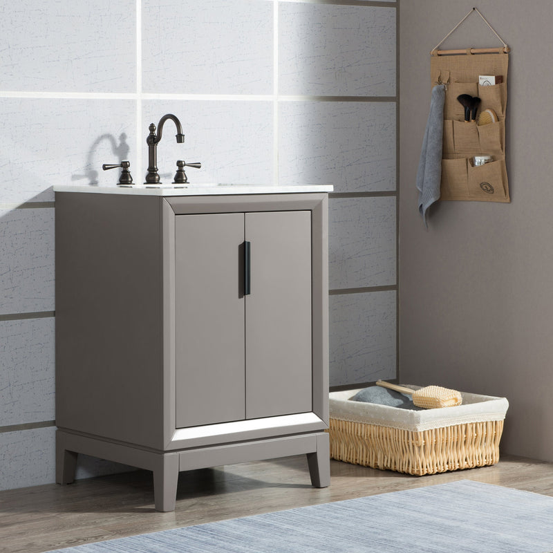 Water Creation Elizabeth 24" Single Sink Carrara White Marble Vanity in Cashmere Grey with F2-0012-03-TL Lavatory Faucet(s) VEL024CWCG27 - Model Bath
