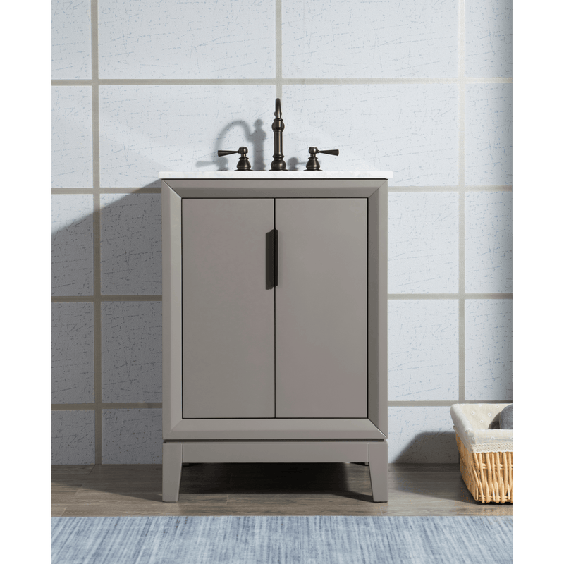 Water Creation Elizabeth 24" Single Sink Carrara White Marble Vanity in Cashmere Grey with F2-0012-03-TL Lavatory Faucet(s) VEL024CWCG27 - Model Bath