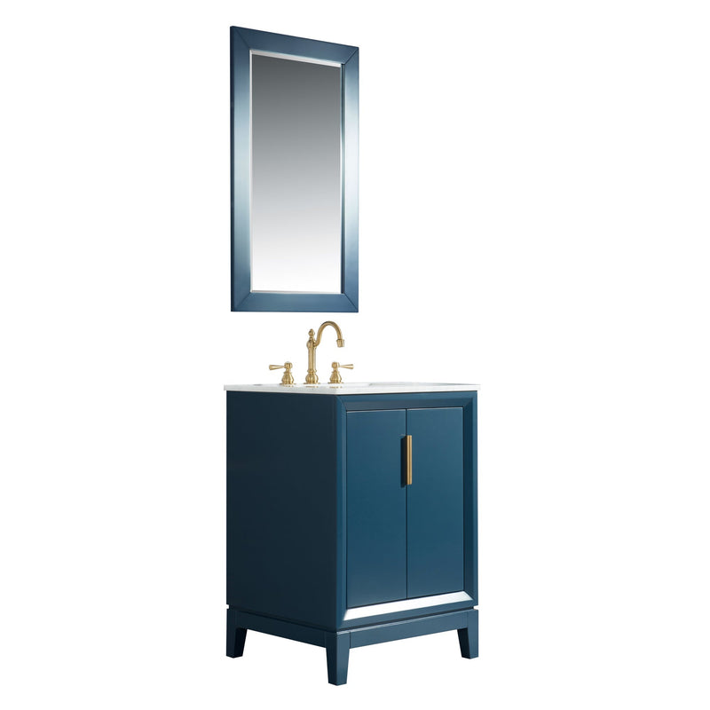 Water Creation Elizabeth 24" Single Sink Carrara White Marble Vanity in Monarch Blue with F2-0012-06-TL Lavatory Faucet(s) VEL024CWMB37 - Model Bath