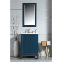 Water Creation Elizabeth 24" Single Sink Carrara White Marble Vanity in Monarch Blue with F2-0012-06-TL Lavatory Faucet(s) VEL024CWMB37 - Model Bath