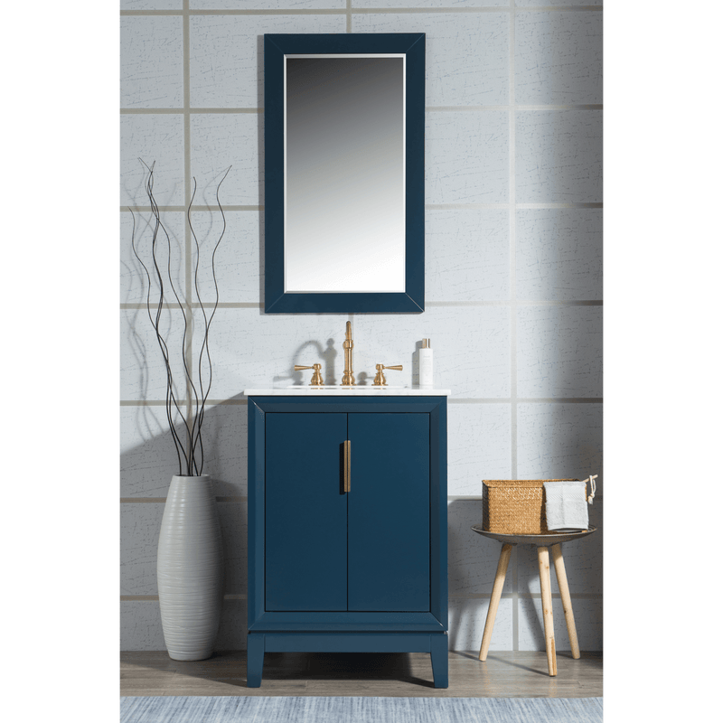 Water Creation Elizabeth 24" Single Sink Carrara White Marble Vanity in Monarch Blue with F2-0012-06-TL Lavatory Faucet(s) VEL024CWMB37 - Model Bath