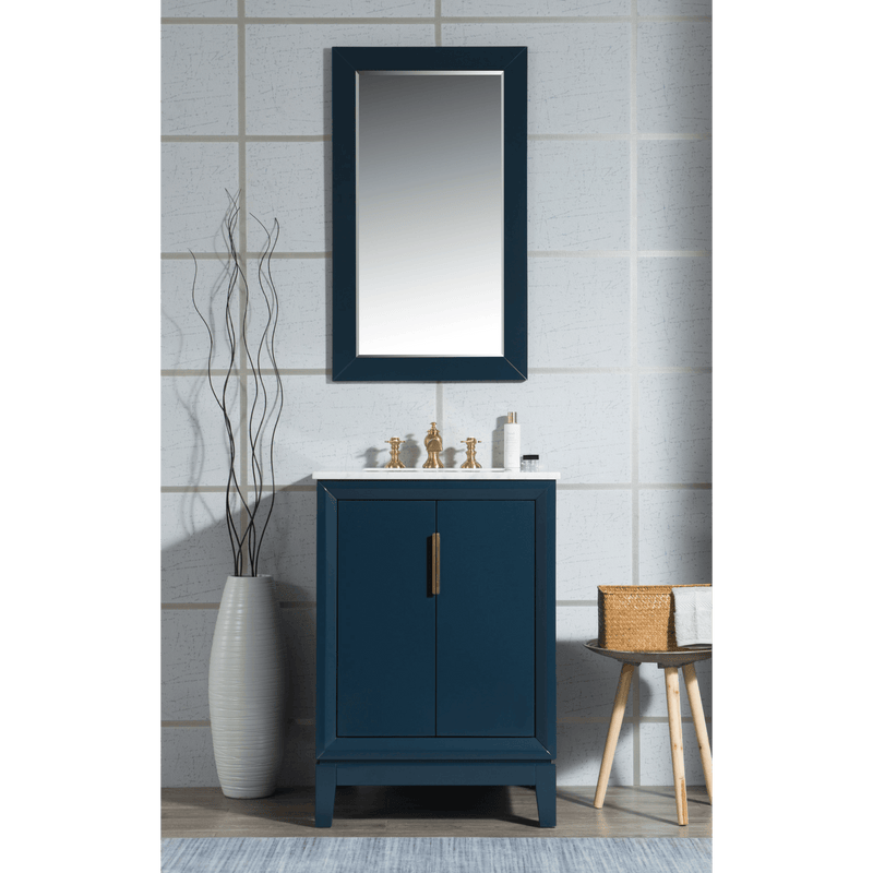 Water Creation Elizabeth 24" Single Sink Carrara White Marble Vanity in Monarch Blue with F2-0013-06-FX Lavatory Faucet(s) VEL024CWMB42 - Model Bath