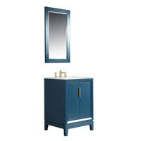 Water Creation Elizabeth 24" Single Sink Carrara White Marble Vanity in Monarch Blue with Matching Mirror(s) and F2-0013-06-FX Lavatory Faucet(s) VEL024CWMB38 - Model Bath