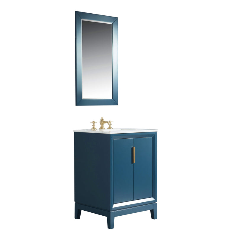 Water Creation Elizabeth 24" Single Sink Carrara White Marble Vanity in Monarch Blue with Matching Mirror(s) and F2-0013-06-FX Lavatory Faucet(s) VEL024CWMB38 - Model Bath