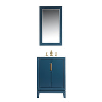 Water Creation Elizabeth 24" Single Sink Carrara White Marble Vanity in Monarch Blue with Matching Mirror(s) and F2-0013-06-FX Lavatory Faucet(s) VEL024CWMB38 - Model Bath