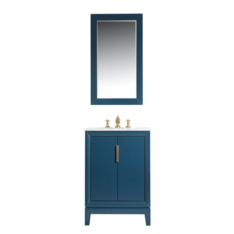 Water Creation Elizabeth 24" Single Sink Carrara White Marble Vanity in Monarch Blue with Matching Mirror(s) and F2-0013-06-FX Lavatory Faucet(s) VEL024CWMB38 - Model Bath