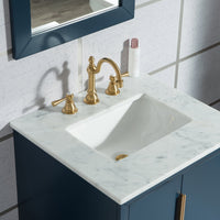 Water Creation Elizabeth 24" Single Sink Carrara White Marble Vanity in Monarch Blue with Matching Mirror(s) VEL024CWMB01 - Model Bath