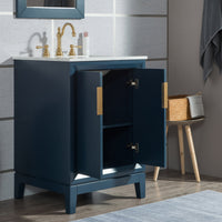 Water Creation Elizabeth 24" Single Sink Carrara White Marble Vanity in Monarch Blue with Matching Mirror(s) VEL024CWMB01 - Model Bath