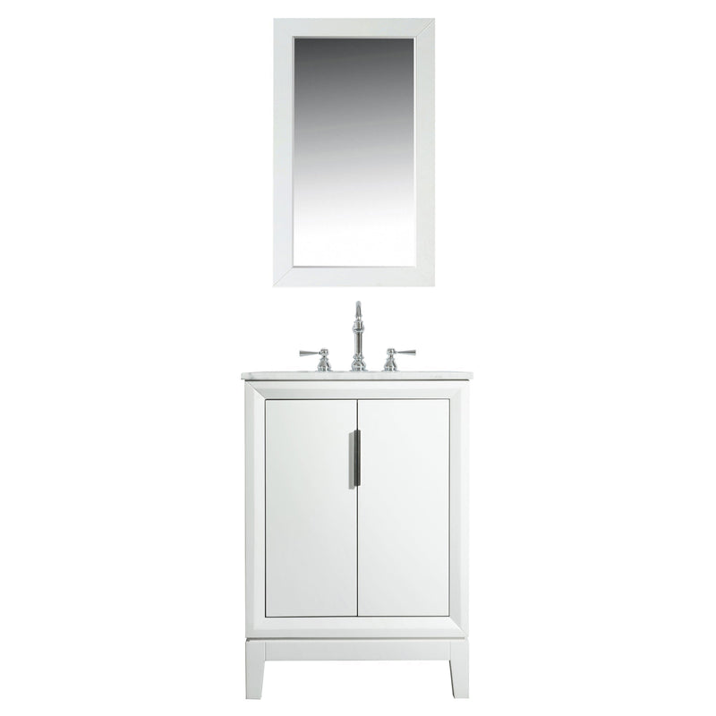 Water Creation Elizabeth 24" Single Sink Carrara White Marble Vanity in Pure White with F2-0012-01-TL Lavatory Faucet(s) VEL024CWPW47 - Model Bath