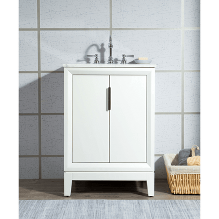 Water Creation Elizabeth 24" Single Sink Carrara White Marble Vanity in Pure White with F2-0012-01-TL Lavatory Faucet(s) VEL024CWPW47 - Model Bath