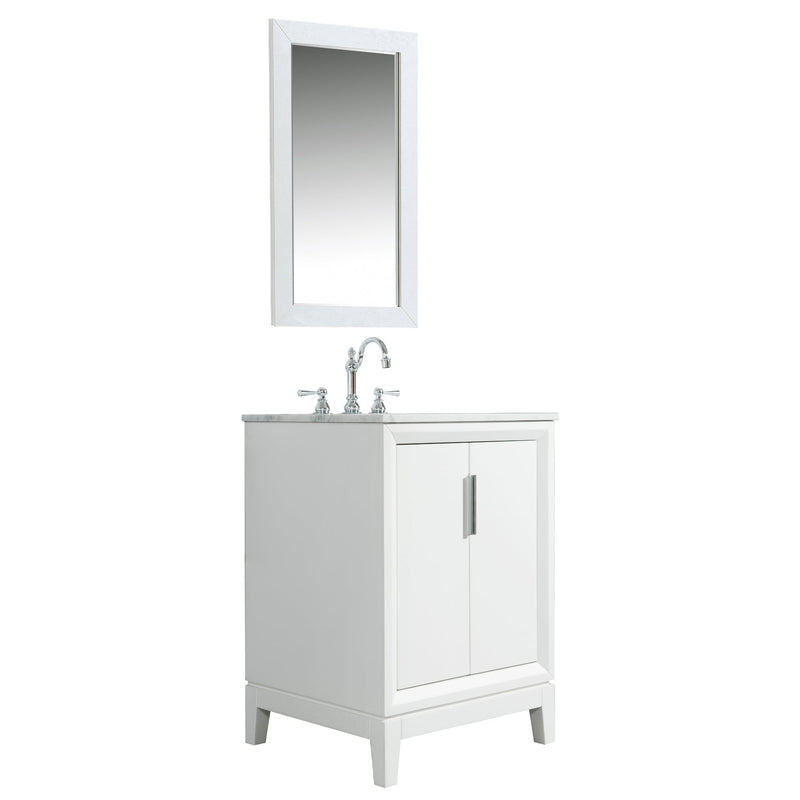 Water Creation Elizabeth 24" Single Sink Carrara White Marble Vanity in Pure White with F2-0012-01-TL Lavatory Faucet(s) VEL024CWPW47 - Model Bath